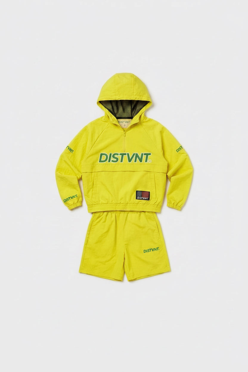 QUARTER-ZIP WINDBREAKER HOODIE SHORT SET