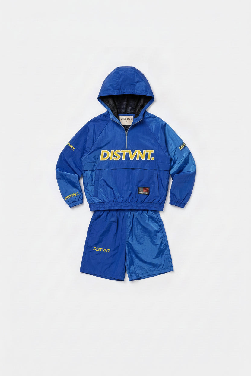 QUARTER-ZIP WINDBREAKER HOODIE SHORT SET