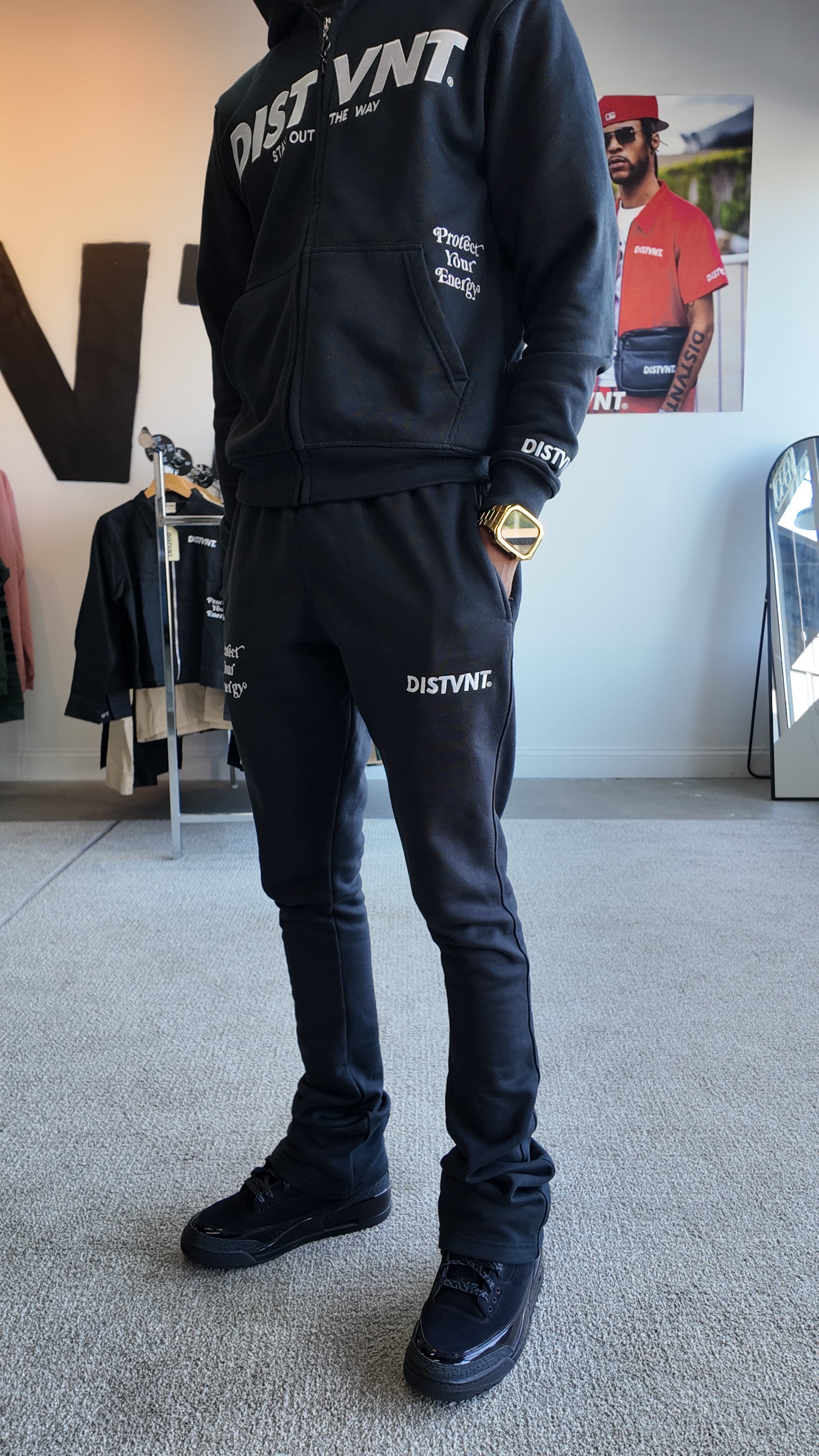 HEAVYWEIGHT Black Stacked Sweatpants