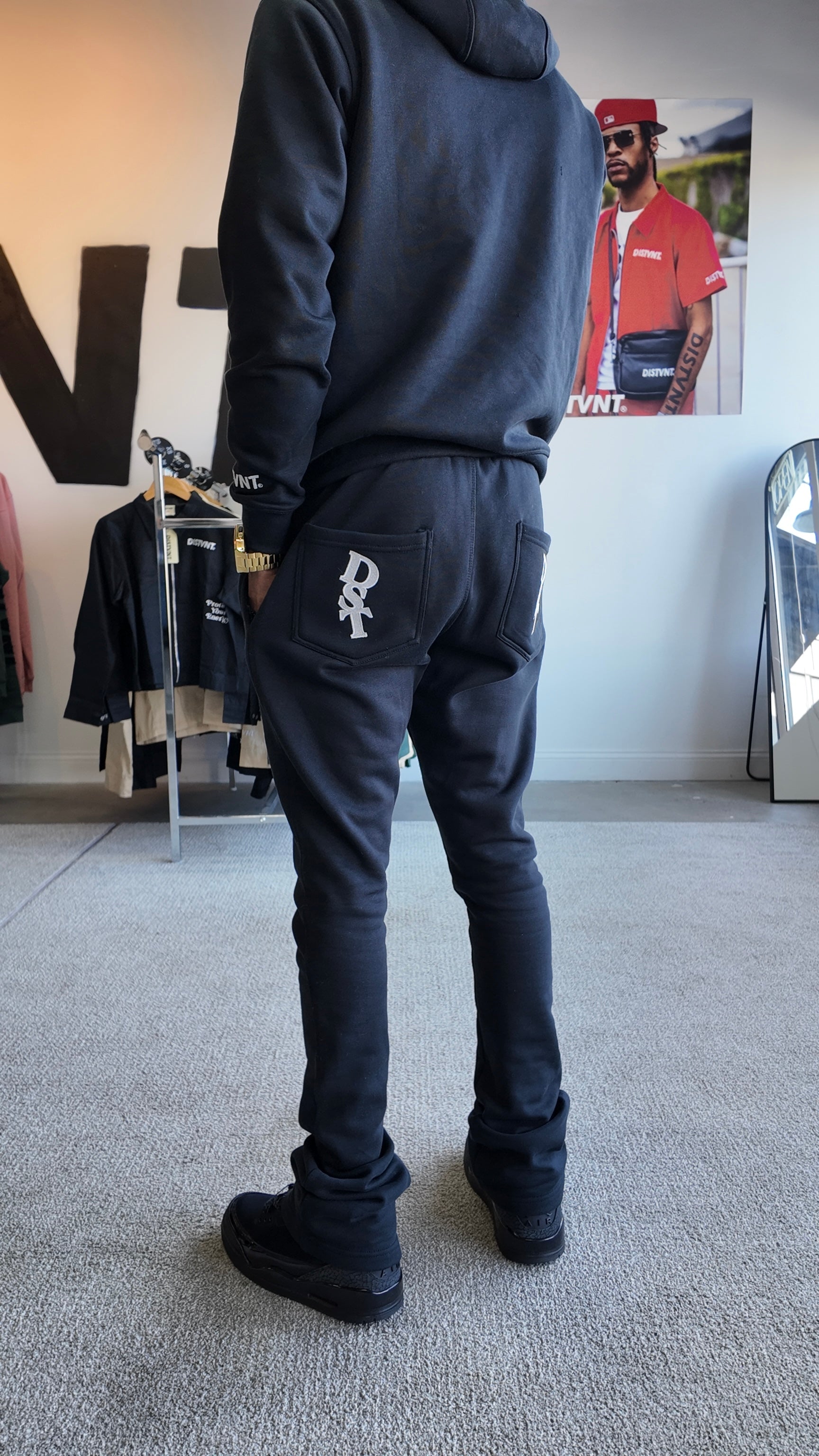 HEAVYWEIGHT Black Stacked Sweatpants